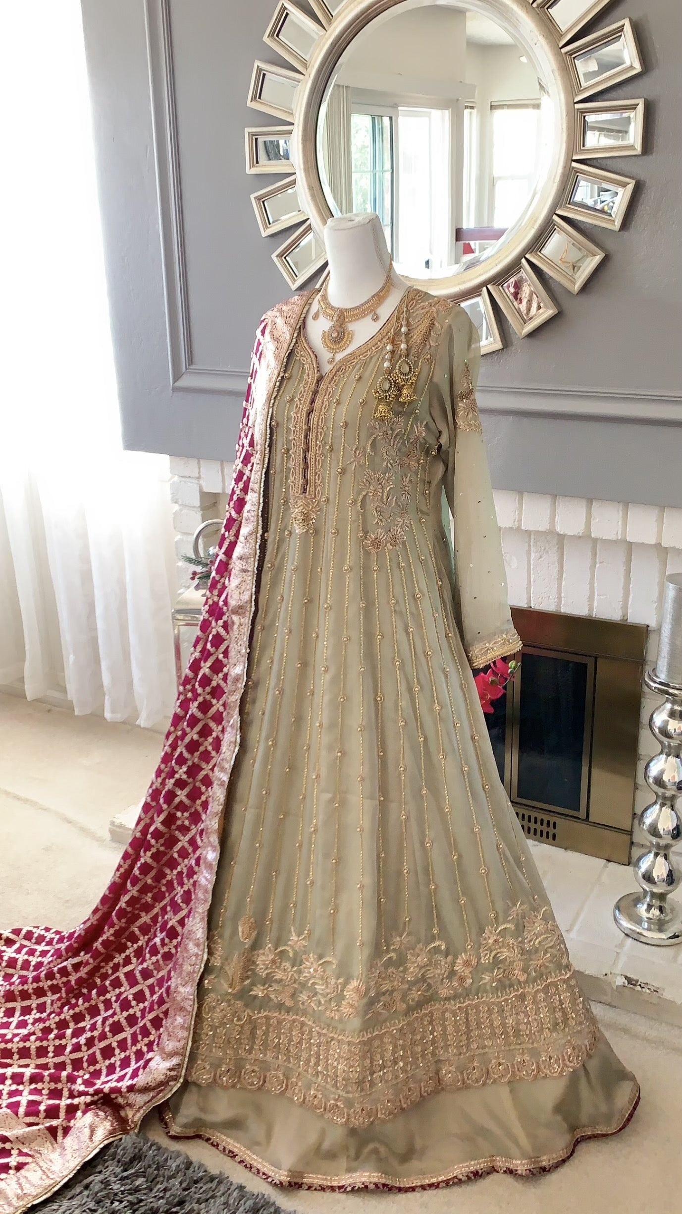 Pakistani Embroidered Designer Georgette Gown with Dupatta, Partywear –  azrakhkurtis